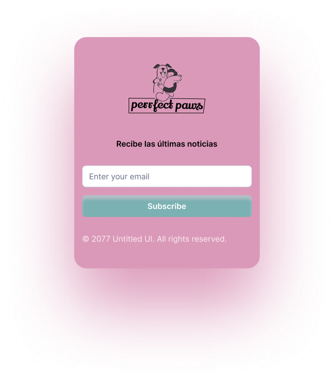 Perrfect Paws footer and testimonials section