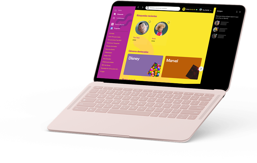 Spotify Kids Mode on laptop